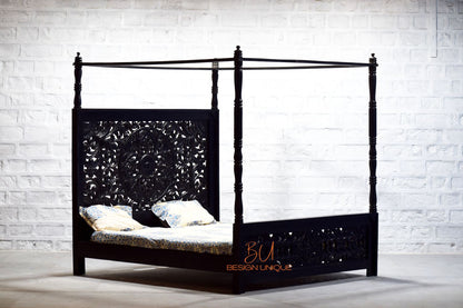 Fabulous Walnut Carved Four-Poster Bed