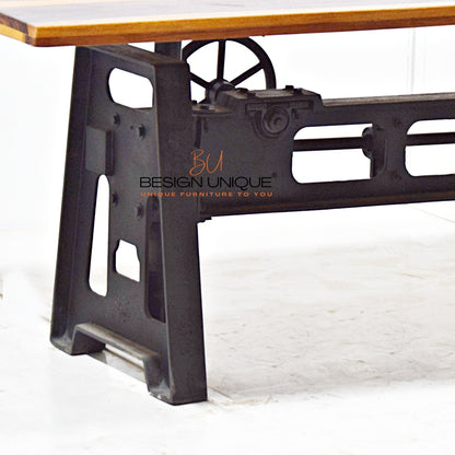 Industrial Elegance: Cast Iron Table with Solid Wood Top