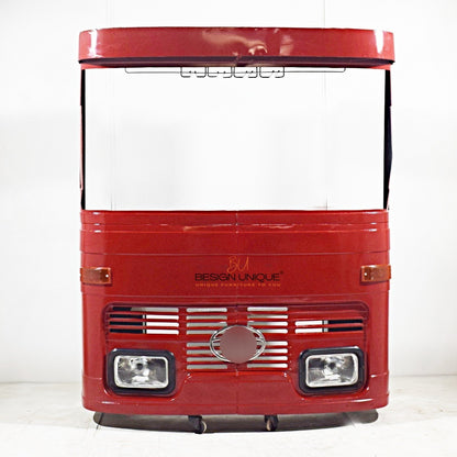 Indian Truck-Themed Home Bar Cabinet in Vibrant Red