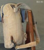 Beige canvas sling pouch bag with star and ampersand appliqué, handcrafted Rajasthan, BU140