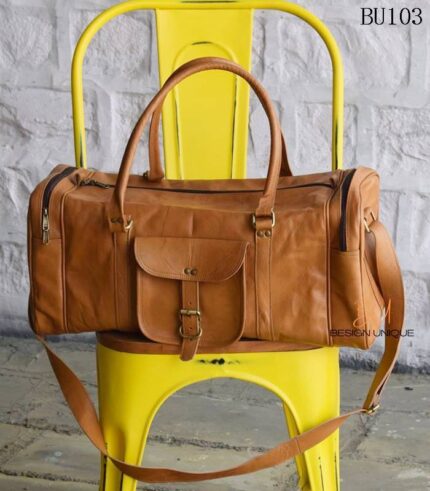 Handcrafted Leather Weekender Duffle Bag