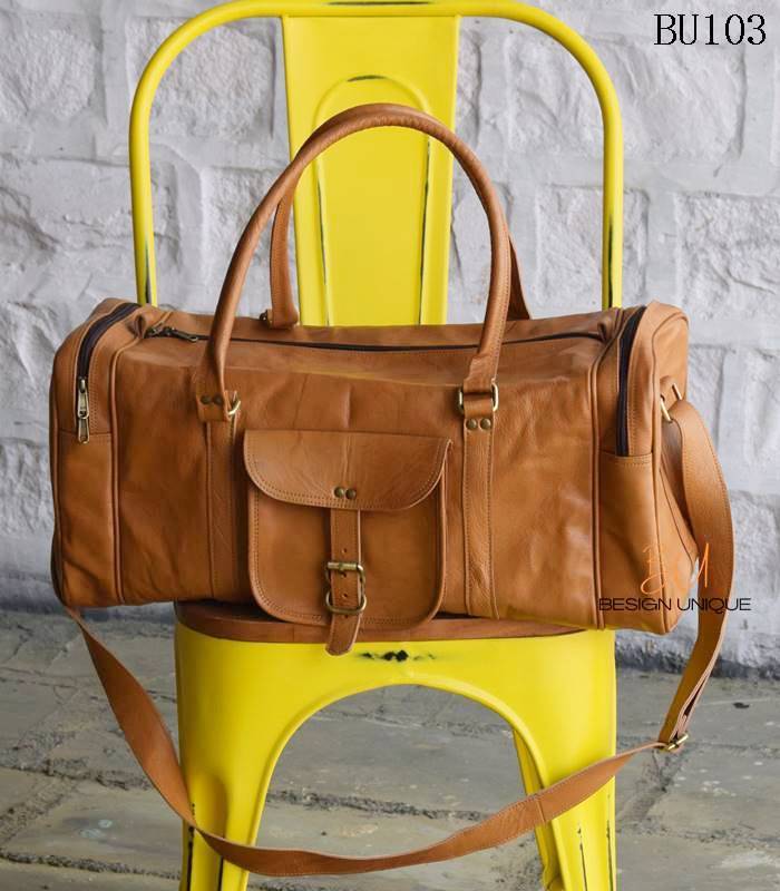 Handcrafted Leather Weekender Duffle Bag