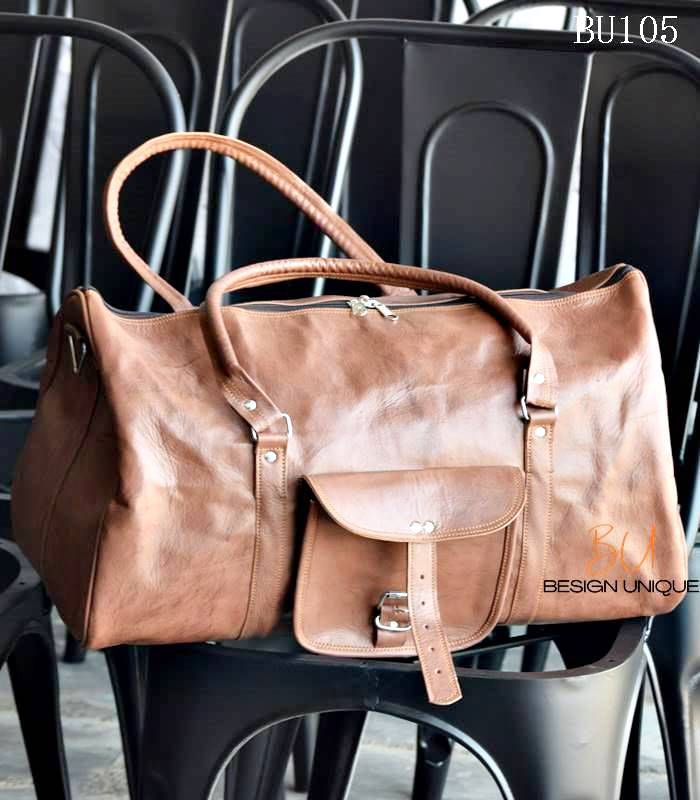 Handcrafted Goat Leather Duffle Bag
