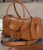 Handcrafted Leather Weekender Duffle Bag - Image 4