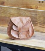 Handcrafted tan leather vintage saddle sling bag, Rajasthan-made, BU111