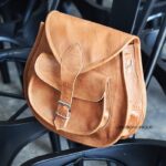 Handcrafted tan leather vintage saddle sling bag, Rajasthan-made, BU111
