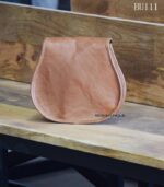 Handcrafted tan leather vintage saddle sling bag, Rajasthan-made, BU111