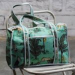 Quilted cotton duffle bag with jungle wildlife print, handcrafted Rajasthan, BUB207