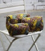 Set of three kantha print quilted pouch bags with leopard pattern, handcrafted Rajasthan, BUB208
