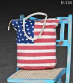 flag print canvas tote bag, handcrafted Rajasthan, BU159