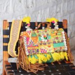 Banjara embroidered sling bag with cowrie shells and tassels, handcrafted Rajasthan, BUI101