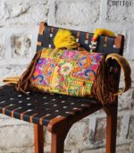 Banjara embroidered sling bag with cowrie shells and tassels, handcrafted Rajasthan, BUI101