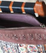 Banjara embroidered suede clutch bag with leather tassels, handcrafted Rajasthan, BUI102