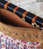 Banjara embroidered buffalo leather clutch bag, handcrafted Rajasthan, BUI103