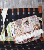 Banjara patchwork sling bag with shisha mirror work and cowrie shells, handcrafted Rajasthan, BUI106