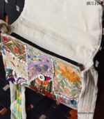 Banjara patchwork sling bag with shisha mirror work and cowrie shells, handcrafted Rajasthan, BUI106