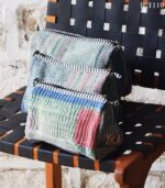 Kantha quilted patchwork pouch set, pastel colorway, handmade cotton, India – BUI110