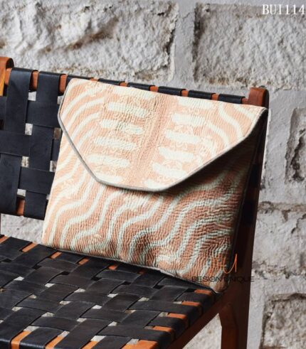 Kantha quilted block print envelope tablet bag, handmade in India – BUI114