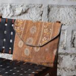 Kantha quilted floral block print envelope tablet bag, handmade in India – BUI115
