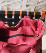 Kantha patchwork carry bag with maroon panel, handmade in India – BUI116