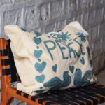 Punch needle embroidered PEACE canvas tote bag, handmade in India – BUI118