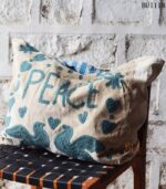 Punch needle embroidered PEACE canvas tote bag, handmade in India – BUI118